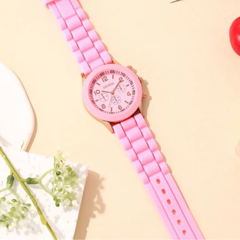 Fashion Women Quartz Watch Pink Silicone Jelly - Picture 4 of 5